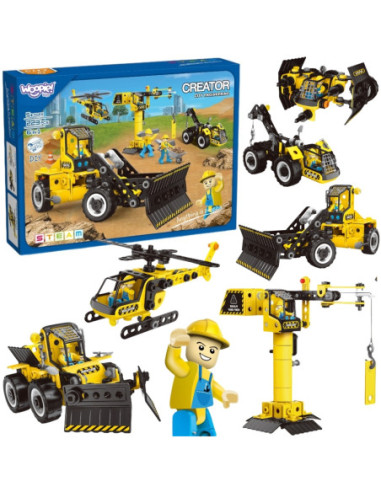 WOOPIE Klocki Konstrukcyjne Zbuduj Pojazdy Budowlane 8 Modeli STEAM