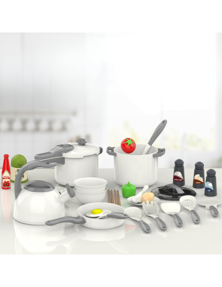WOOPIE Zestaw Małego Kucharza Garnki Patelnia Czajnik Biały 32el.