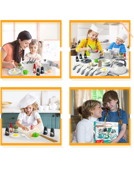 WOOPIE Zestaw Małego Kucharza Garnki Patelnia Czajnik Biały 32el.