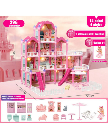 WOOPIE Domek dla Lalek Villa z Akcesoriami i Lalką 296el.