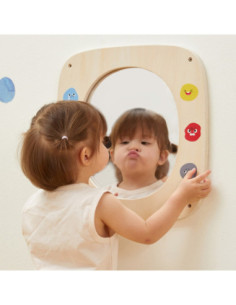 VIGA Drewniana Tablica z Lustrem i Emotkami Certyfikat FSC 2