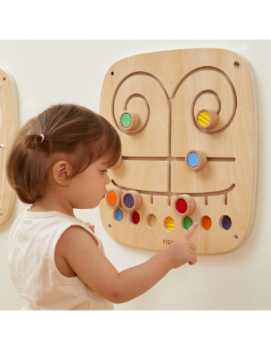 VIGA Drewniana Tablica Manipulacyjna Sensoryczna Labirynt Dotknij i Dopasuj
