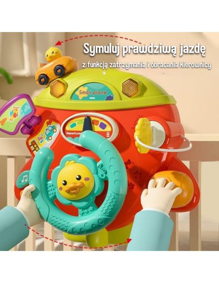 WOOPIE Interaktywna Kierownica Samolot Pojazd na Łózeczko Wózek Efekty 18m+