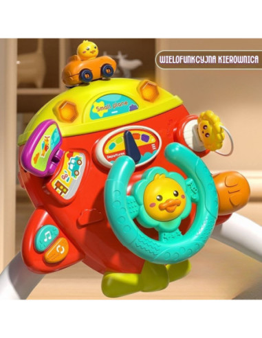 WOOPIE Interaktywna Kierownica Samolot Pojazd na Łózeczko Wózek Efekty 18m+