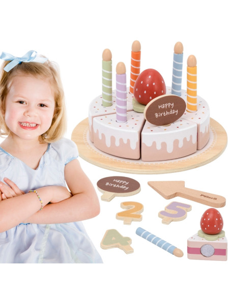 VIGA Drewniany Tort Urodzinowy do Krojenia