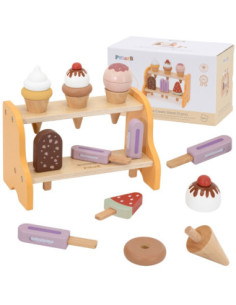 VIGA Drewniana Lodziarnia Sklepik Zestaw z Lodami 6 szt Lodów