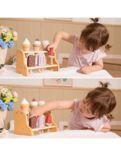 VIGA Drewniana Lodziarnia Sklepik Zestaw z Lodami 6 szt Lodów 2