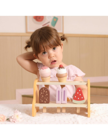 VIGA Drewniana Lodziarnia Sklepik Zestaw z Lodami 6 szt Lodów