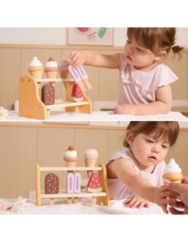VIGA Drewniana Lodziarnia Sklepik Zestaw z Lodami 6 szt Lodów