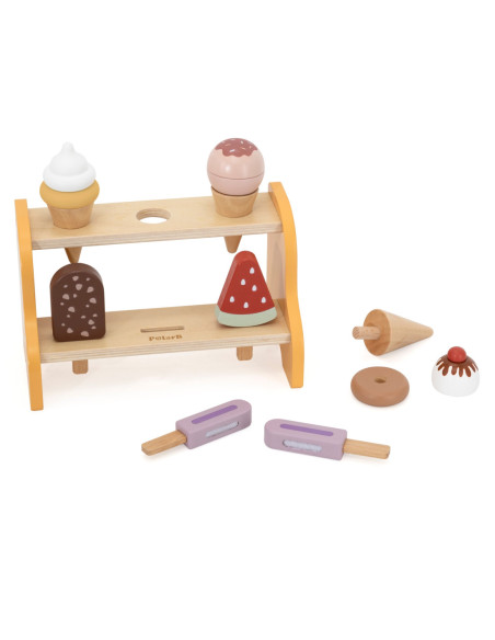 VIGA Drewniana Lodziarnia Sklepik Zestaw z Lodami 6 szt Lodów