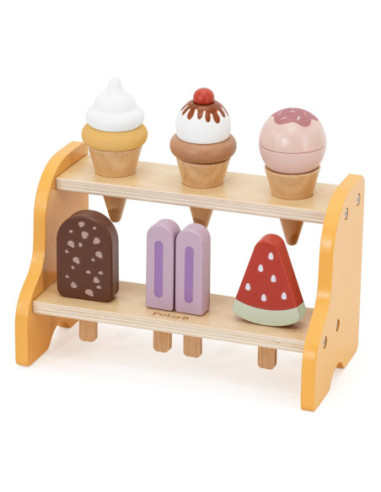 VIGA Drewniana Lodziarnia Sklepik Zestaw z Lodami 6 szt Lodów