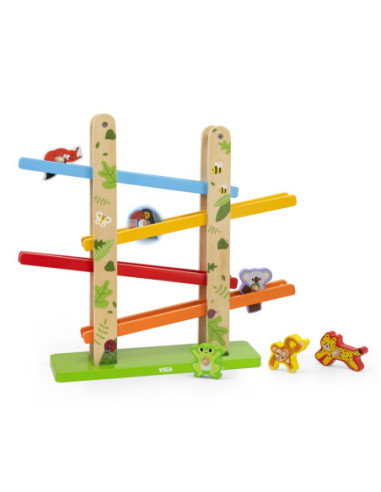 VIGA Drewniana Zjeżdżalnia dla Zwierzątek Dżungla 7 el.