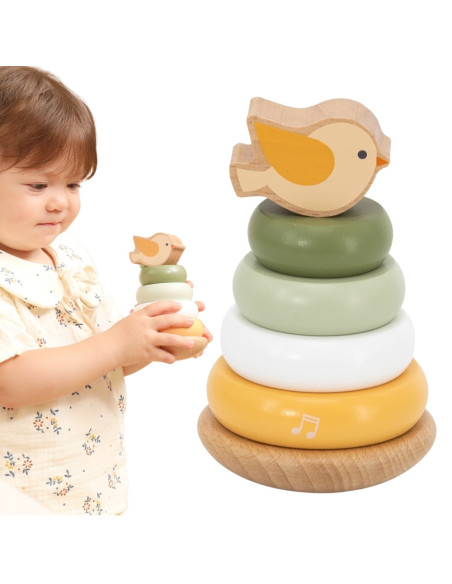 VIGA PolarB Drewniana Piramidka Edukacyjna - Ptaszek