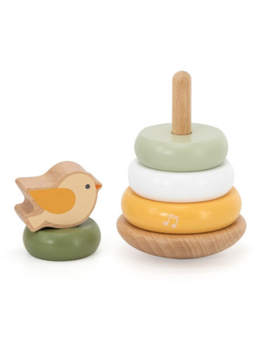 VIGA PolarB Drewniana Piramidka Edukacyjna - Ptaszek