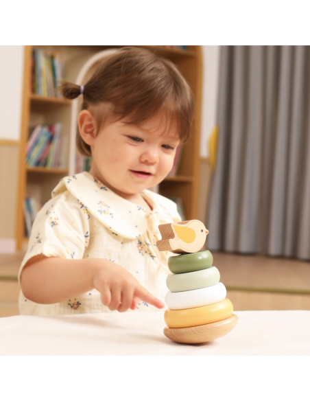 VIGA PolarB Drewniana Piramidka Edukacyjna - Ptaszek