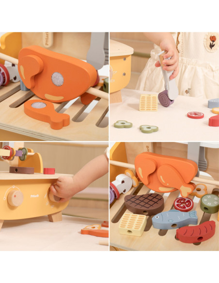 VIGA Drewniany Zestaw do Grillowania BBQ Grill