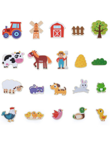 VIGA Magnetyczni Przyjaciele z Farmy 20 szt. Magnesów – Kreatywna Zabawa z Wiejskimi Zwierzątkami