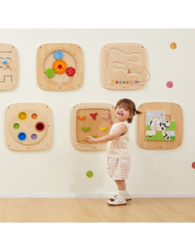VIGA Drewniana Tablica Manipulacyjna Sensoryczna Układanka Obrazkowa