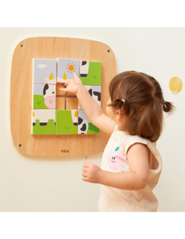 VIGA Drewniana Tablica Manipulacyjna Sensoryczna Układanka Obrazkowa