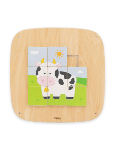 VIGA Drewniana Tablica Manipulacyjna Sensoryczna Układanka Obrazkowa