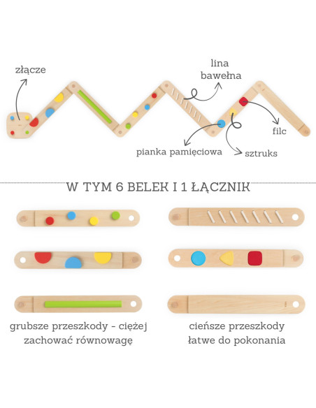 VIGA Drewniana Równoważnia Modułowa Tor Ścieżka Sensoryczna