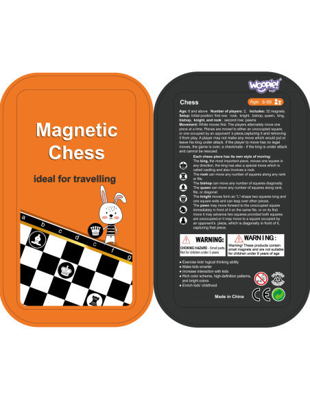 WOOPIE Szachy Warcaby Magnetyczne 2w1 Gra Podróżna Kieszonkowa