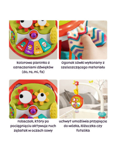 WOOPIE Interaktywna Zabawka Sowa Pianinko z Szeleszczącym Ogonem