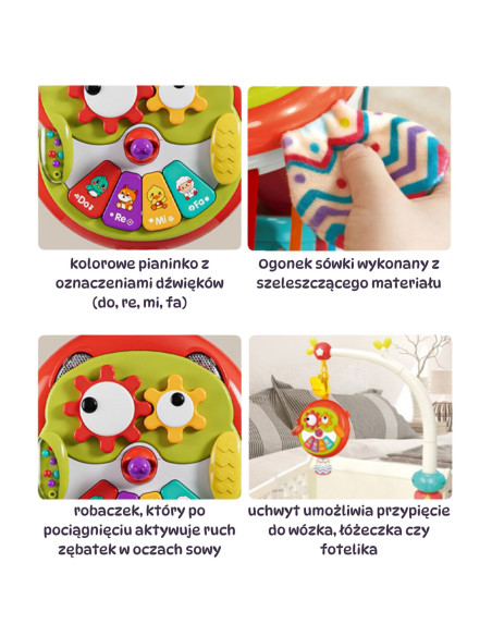 WOOPIE Interaktywna Zabawka Sowa Pianinko z Szeleszczącym Ogonem