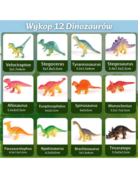 WOOPIE Wykopalisko Jajko Dinozaura Zestaw Archeologa do Rozkopania 12 Dinozaurów