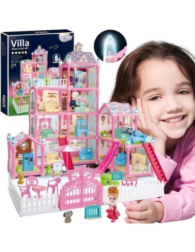 WOOPIE Domek dla Lalek Villa z Akcesoriami i Lalką Podświetlany 275el.