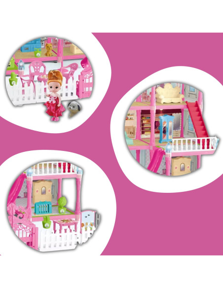 WOOPIE Domek dla Lalek Villa z Akcesoriami i Lalką Podświetlany 275el.