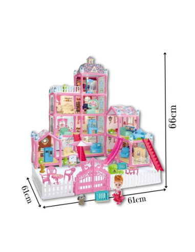 WOOPIE Domek dla Lalek Villa z Akcesoriami i Lalką Podświetlany 275el.