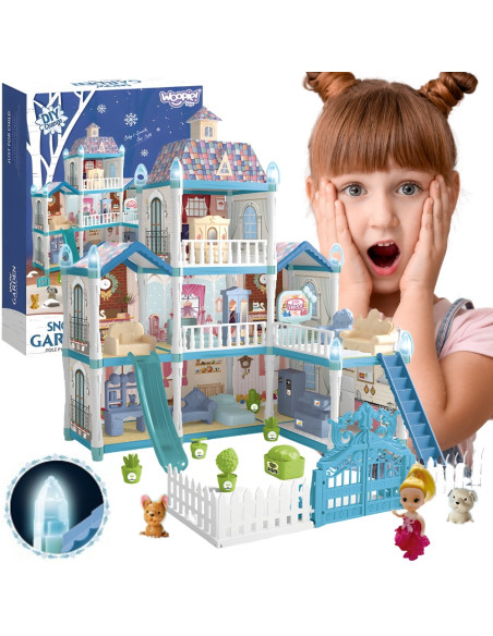 WOOPIE Domek dla Lalek Zimowy Ogród z Akcesoriami i Lalką Podświetlany 191el.