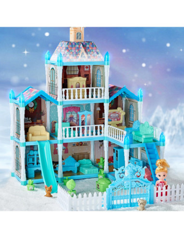 WOOPIE Domek dla Lalek Zimowy Ogród z Akcesoriami i Lalką Podświetlany 191el.