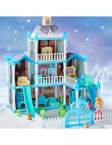 WOOPIE Domek dla Lalek Zimowy Ogród z Akcesoriami i Lalką Podświetlany 191el.