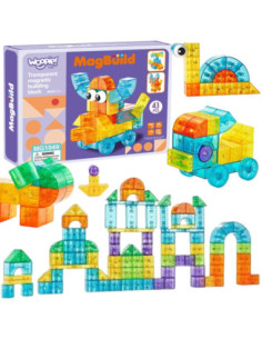 WOOPIE Przezroczyste Magnetyczne Klocki Konstrukcyjne 43 el.