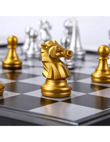 WOOPIE Szachy Magnetyczne Przenośne Złote Srebrne