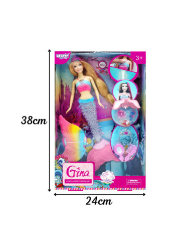 WOOPIE Lalka Syrenka Gina Magiczna Tęczowa z Akcesoriami