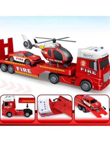 WOOPIE Zestaw Pojazdów Laweta Strażacka Helikopter Samochód Dźwięk Światła