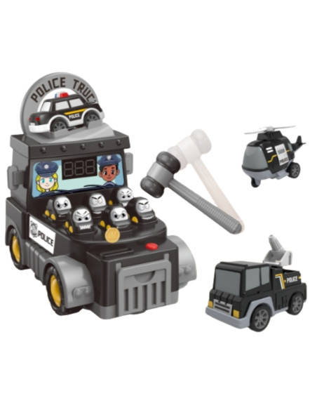 WOOPIE Gra Zręcznościowa Uderz Młotkiem Wbijak Wóz Policyjny z Akcesoriami