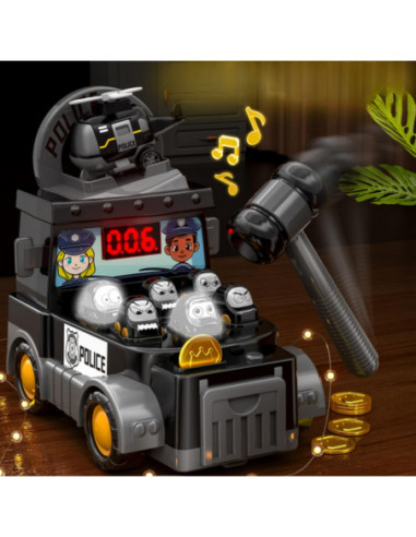 WOOPIE Gra Zręcznościowa Uderz Młotkiem Wbijak Wóz Policyjny z Akcesoriami