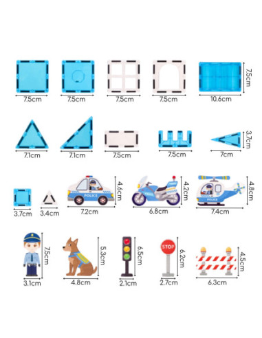 WOOPIE Klocki Magnetyczne 3D Zestaw Komisariat Policji 42el.