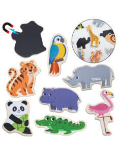 VIGA Wooden Magnets Wild Animals – Colorful Educational Magnets 18M+
