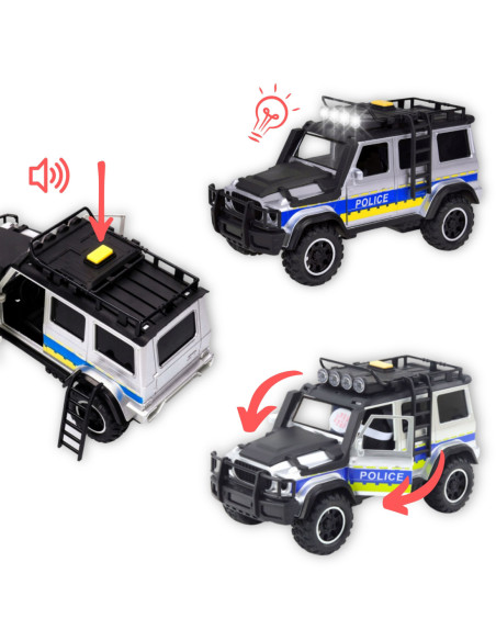 WOOPIE Zestaw Samochód Terenowy Policyjny z Przyczepą na Motocykl