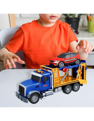 WOOPIE Laweta Ciężarówka Transporter Z Autkiem Światło Dźwięk Skala 1:14