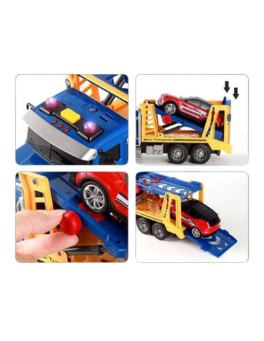 WOOPIE Laweta Ciężarówka Transporter Z Autkiem Światło Dźwięk Skala 1:14