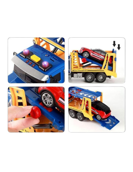 WOOPIE Laweta Ciężarówka Transporter Z Autkiem Światło Dźwięk Skala 1:14