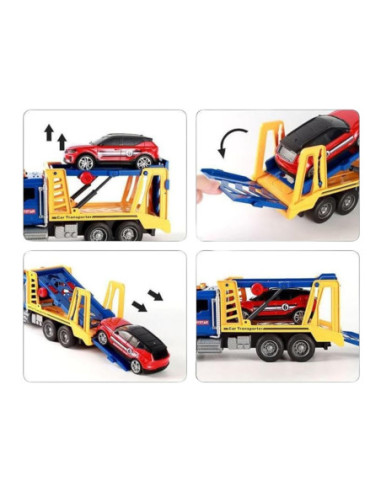 WOOPIE Laweta Ciężarówka Transporter Z Autkiem Światło Dźwięk Skala 1:14