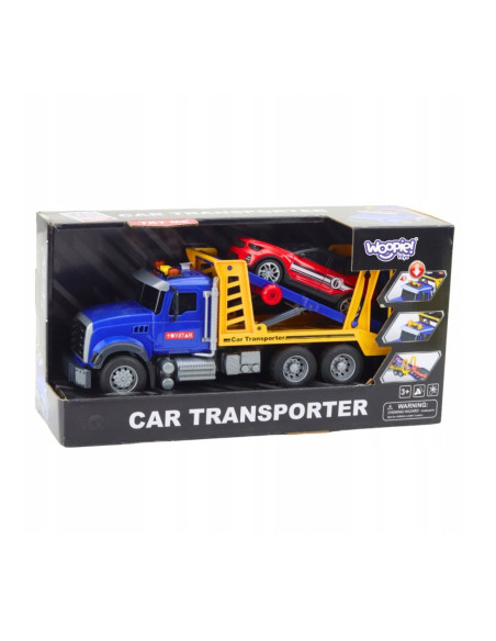 WOOPIE Laweta Ciężarówka Transporter Z Autkiem Światło Dźwięk Skala 1:14