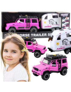 WOOPIE Zestaw Różowy Samochód Terenowy z Przyczepką i Figurką Konia